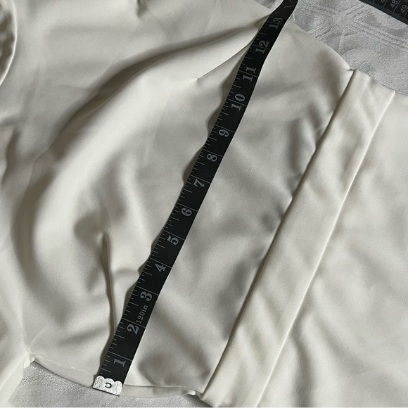 White Sheath Dress with Bishop Sleeves and Cold Shoulder - Picture 9 of 11